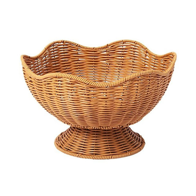 RT&BS Round Woven Fruit Basket for Counter, Wicker Bread Bowl, Easter Baskets, Eco-Friendly Sturdy Stackable Woven Basket for Kitchen, Store, Restaurant, Party (Brown)