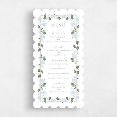 Blue Scalloped Wedding Menu - Colette