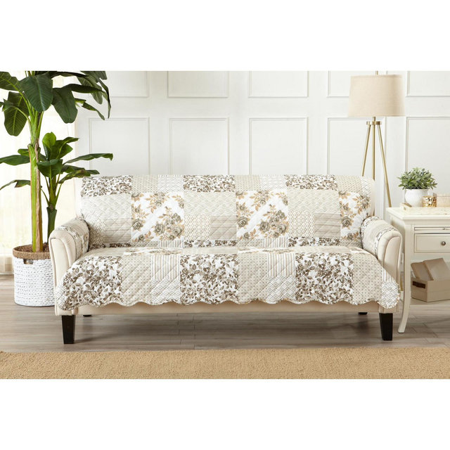 Great Bay Home Patchwork Scalloped Reversible Washable Pet Furniture Protector