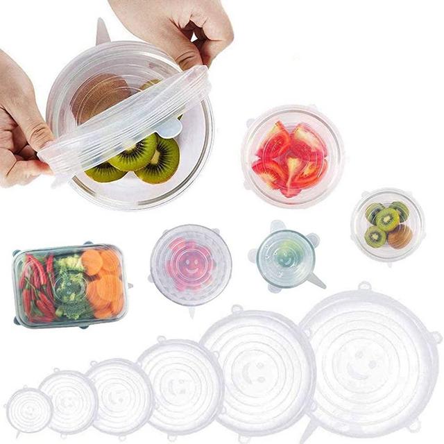 Silicone Stretch Lids [6 PACK], For Food Preservation And Storage, Miracle Lids Durable And Expandable & Reusablesicone Covers Suitable For Different Shapes Of Containers