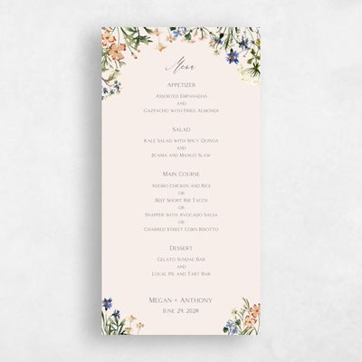 Beige Greenery Wedding Menu - Bellfort