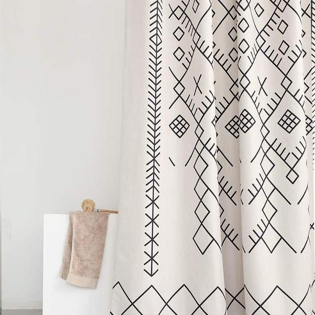 YoKii Boho Extra Long Shower Curtain, 84-Inch Tribal Beige Moroccan Fabric Shower Curtain Sets for Bathroom, Heavy Weighted & Water Resistant (72 x 84, Moroccan Inspired)