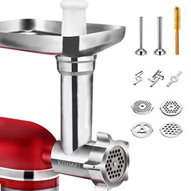 Metal Food Grinder Attachments for KitchenAid Stand Mixers, Durable Meat Grinder, Sausage Stuffer Attachment Compatible with All KitchenAid Stand Mixers, includes Two Sausage Stuffer Tubes