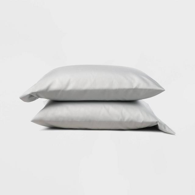 Standard 300 Thread Count Temperature Regulating Solid Pillowcase Set Light Gray - Casaluna™