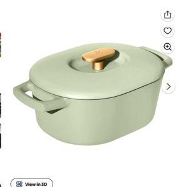 Beautiful 6 Quart Enamel Dutch Oven, Sage Green by Drew Barrymore