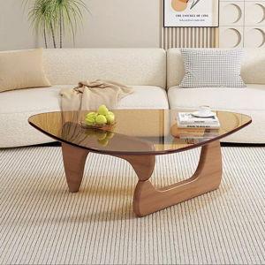 Triangular Brown Glass Coffee Table