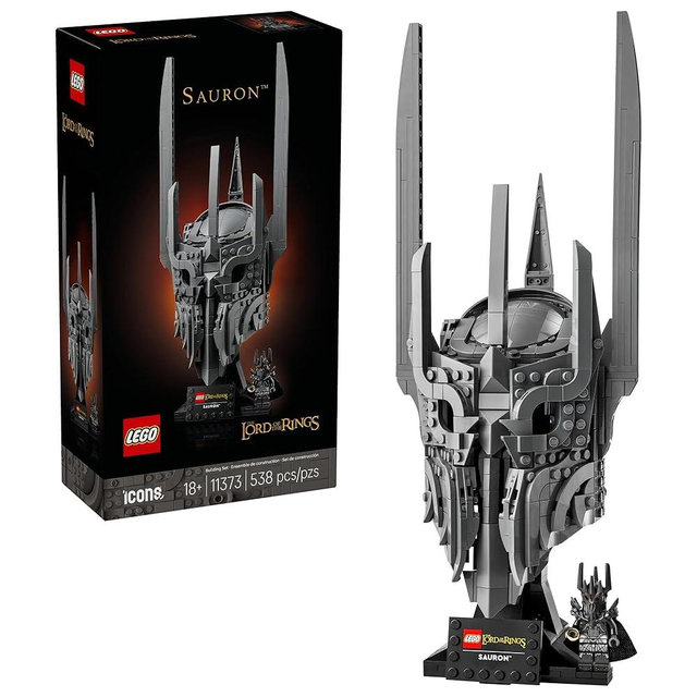 LEGO Icons The Lord of The Rings: Sauron's Helmet - Building Set for Adults, Ages 18+ - Bedroom, Home Office, Book Shelf Decor - W/Sauron Minifigure - Gift for LOTR Fans - 11373