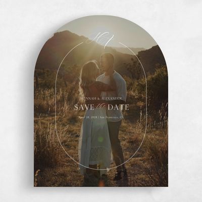 White Arch Wedding Save the Date - Brixen Photo