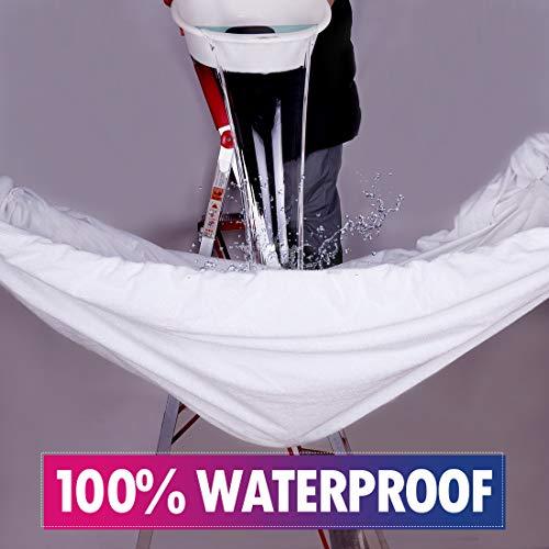 CottonHouse 100% Waterproof Cover Protectors Queen Size Mattress Pad Hypoallergenic/Dust Proof 8"-21" Deep Pocket Soft Breathable Noiseless, White