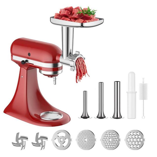 Coolcook Meat Grinder Attachment for Kitchenaid Stand Mixer, Meat Grinder for KitchenAid including 3 Sausage Stuffer, Meat Grinder Replacement Parts Easy to Use and Clean