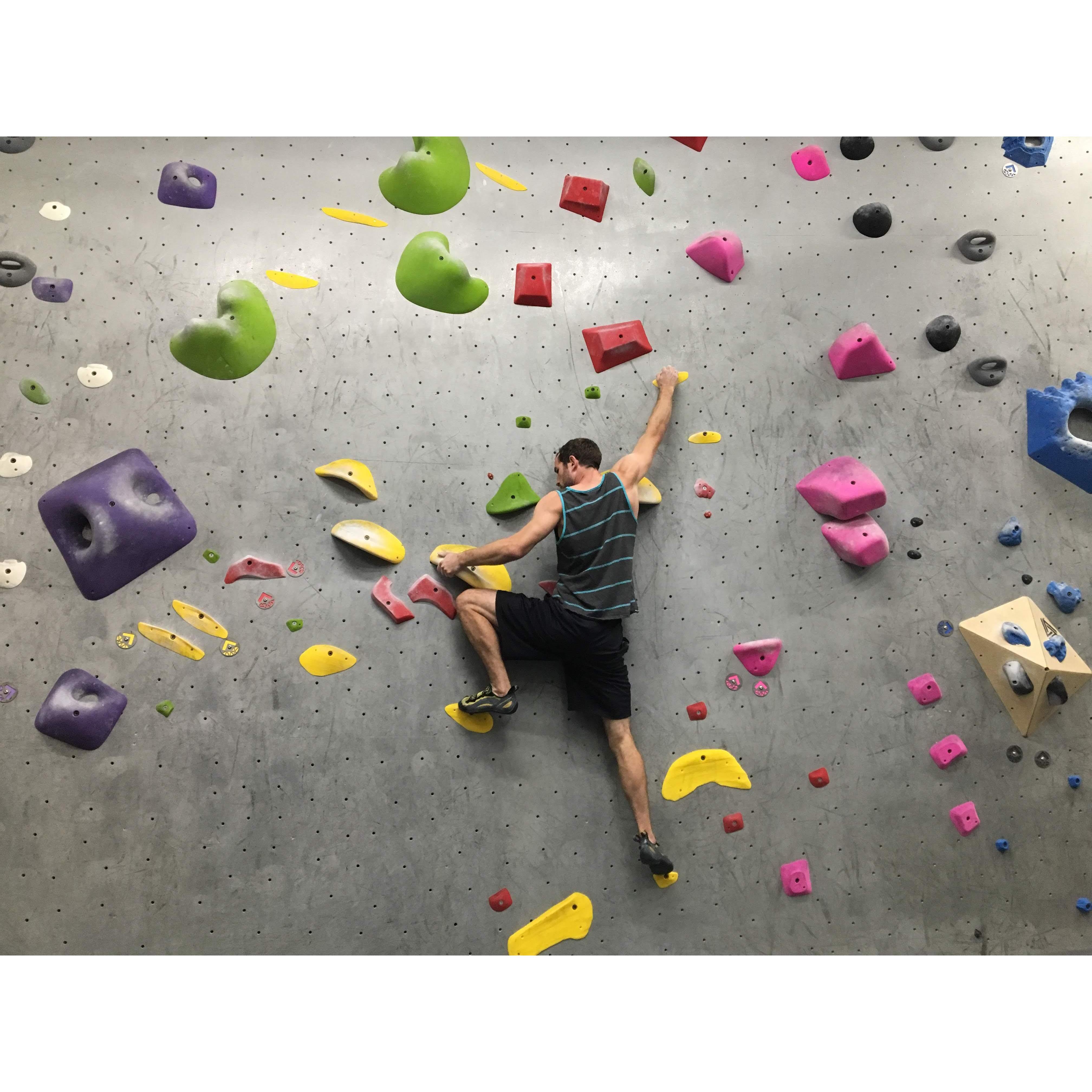 Climbing at Elevation in Eugene - where we spent many of our first weeks together!