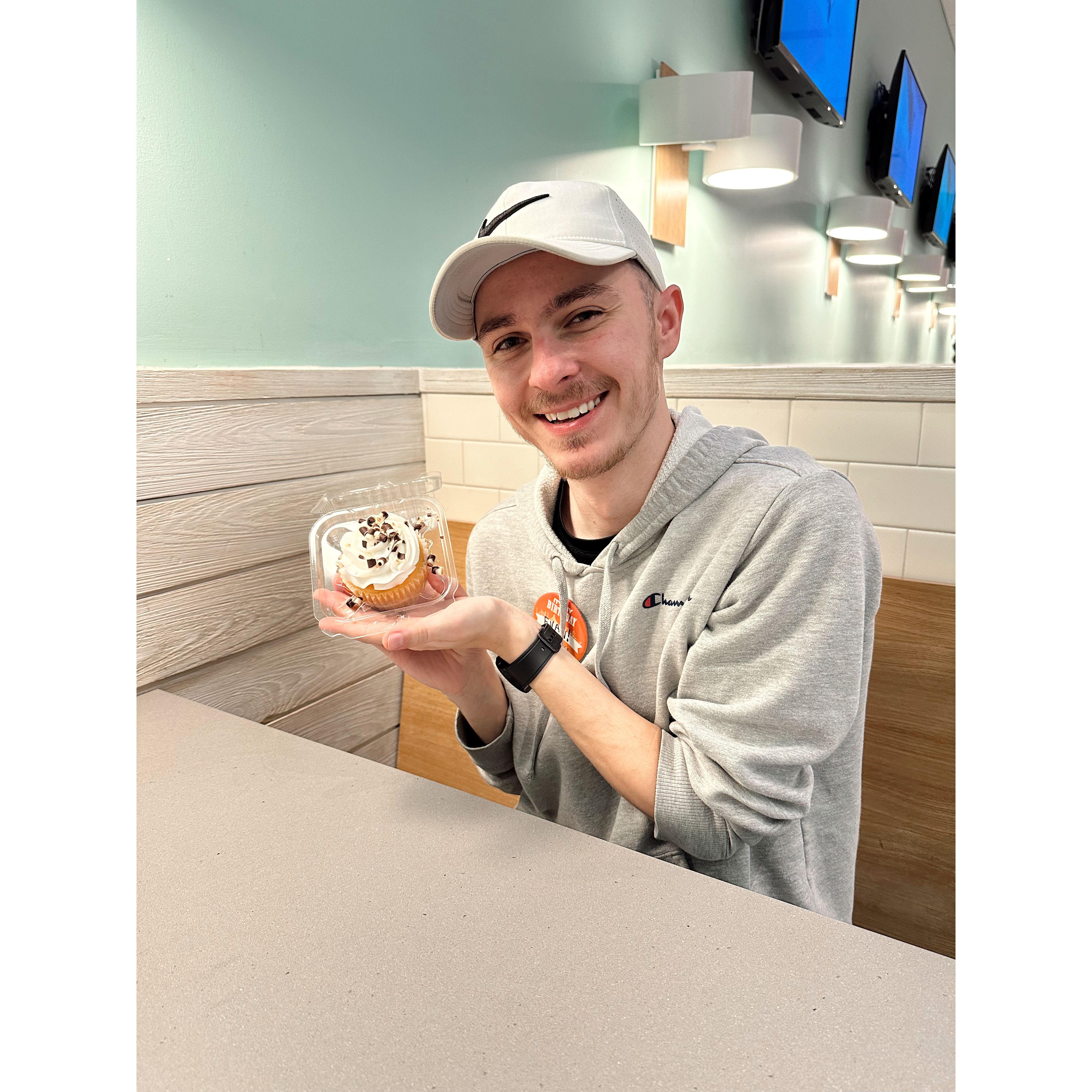 Evan got a birthday pin, so everywhere we went people were telling him happy birthday!