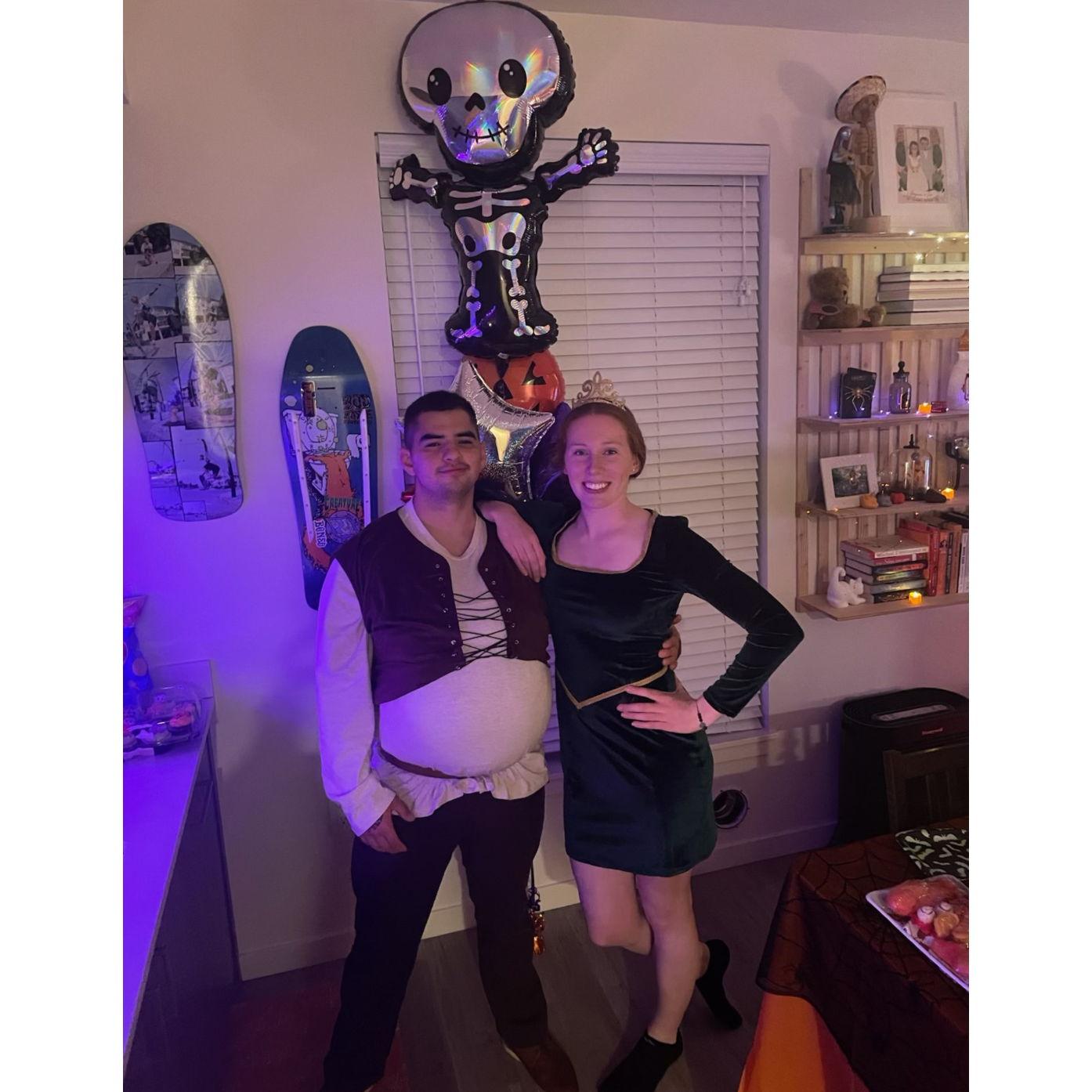 We dressed up as Shrek and Fiona one year for Halloween