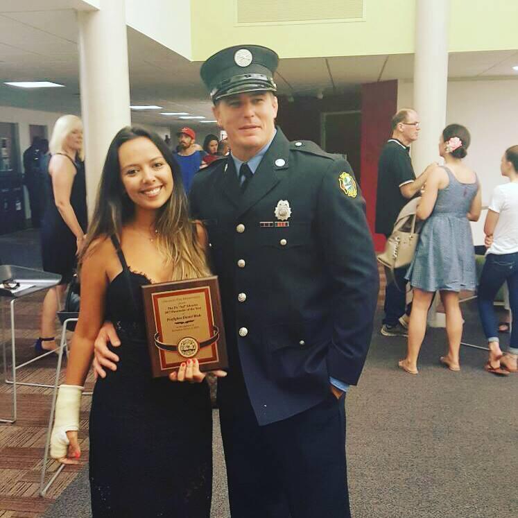 My handsome firefighter getting an award for the best Paramedic of the year.