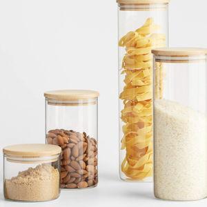 Small Round Glass Canister with Bamboo Lid | Crate & Barrel