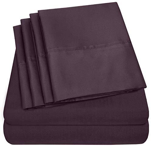 Sweet Home Collection Bed 6 Piece 1500 Thread Count Deep Pocket Sheet Set - 2 EXTRA PILLOW CASES, VALUE, Queen, Purple