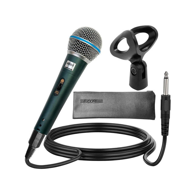 5 Core Microphone Karaoke XLR Wired Professional Studio Mic w ON/OFF Switch Integrated Pop Filter Dynamic Cardioid Unidirectional -BETA