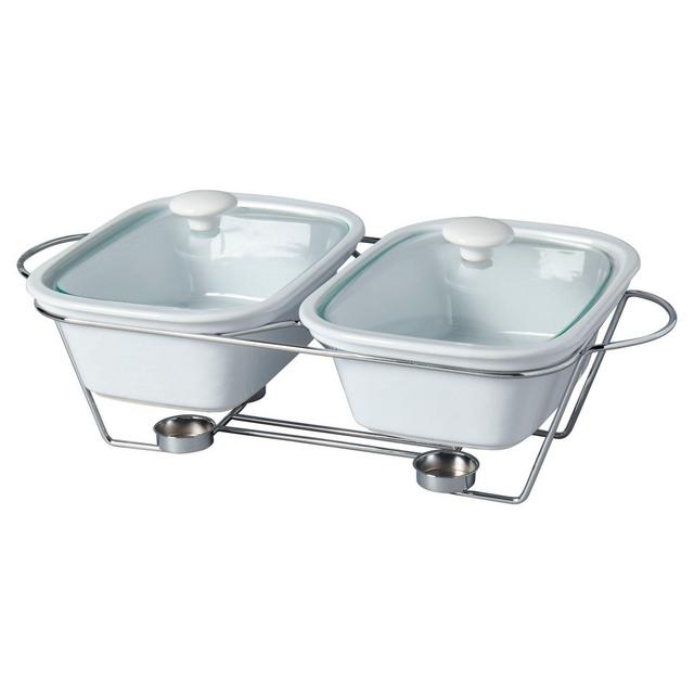 Denmark® 2-Section Ceramic Rectangular Buffet Server