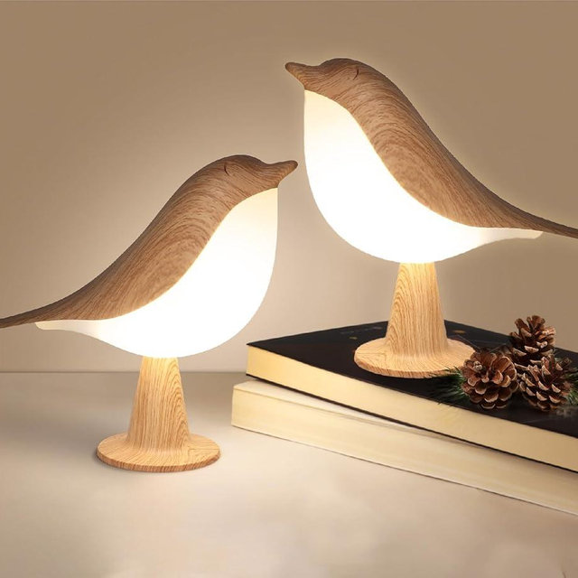 VoMii 2 Pack Bird Table Lamp, Small Desk Lamp Cordless Touch Dimmable Night Light with 3 Color Temperature, Cute Lamps Rechargeable 2600mAh, for Bedroom Bedside Nightstand, Room Decor, Bird Gifts