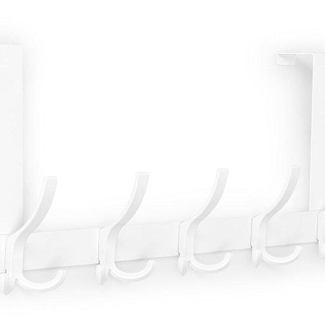 Optish Door Hanger Hook, Over The Door Hooks for Hanging, Over The Door Towel Racks for Bathroom, Over The Door Hanger - 5 Triple Hooks for Towel, Clothes and Hat (White, 1 Pack), TRI-1P