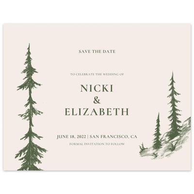 Green Rustic Wedding Digital Save the Date - Woodland Forest