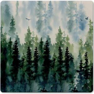Thirstystone Misty Tree Line Decorative Heat Tolerant Stone Trivet with Non-Skid Cork Backing 8” Square Artistic, Durable, Easily Wipes Clean