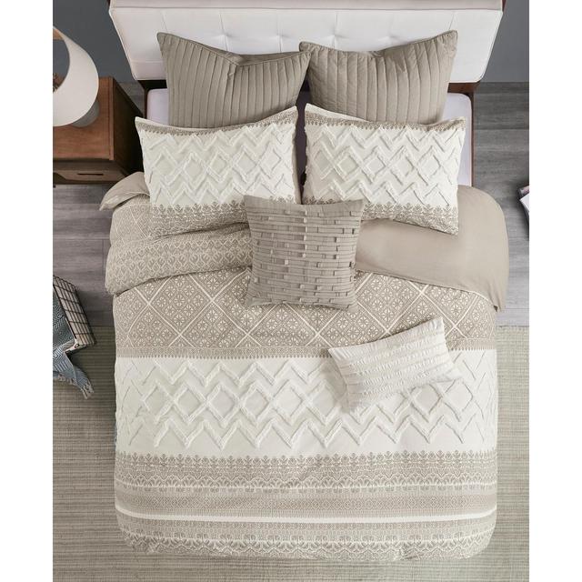INK+IVY Mila 3 Piece Printed Comforter Set with Chenille, Full/Queen
