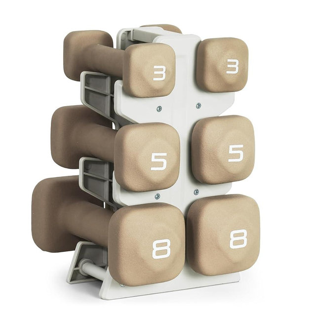 Tone Fitness Neoprene Dumbbell Set with Storage Rack – Non-Slip, Anti-Roll Hand Weights for Home Gym Workouts | 20 lb, 32 lb, 50 lb, 60 lb & 100 lb Options