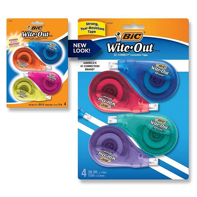 BIC Clean Wite-Out Brand EZ Correct Correction Tape, 4-Count
