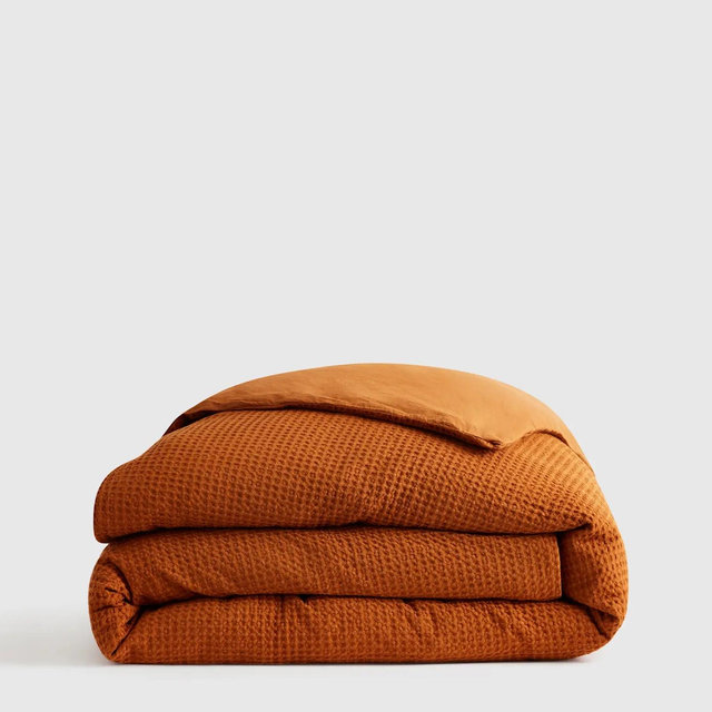 Organic Luxe Waffle Duvet Cover terracota