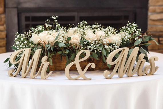 Sweetheart Table Decor - Mr and Mrs Sign