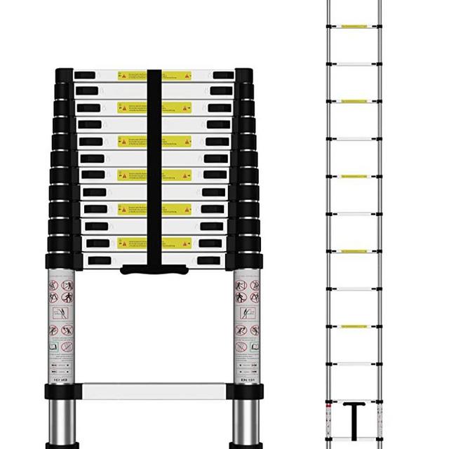 Telescoping Ladder,12.5 FT Multi-Purpose Collapsible Telescopic Extension Ladders, Aluminum telescoping Ladder for Indoor Or Outdoor, Heavy Duty 330 lbs Load