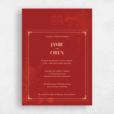 Red Floral Wedding Invitation - Ames Frame