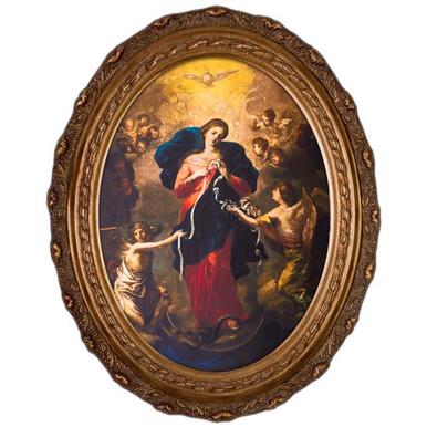 Mary Untier of Knots Canvas in Oval Ornate Frame