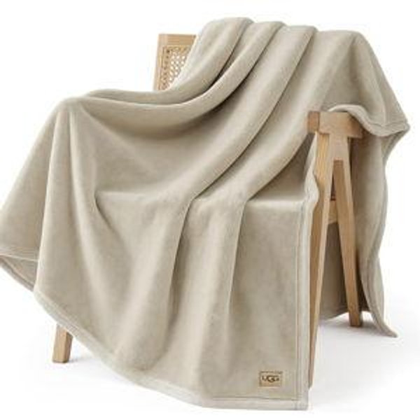UGG Coco Plush Throw Blanket – Cozy Soft Fleece Blanket for Couch, Bed or Chair, Housewarming Gift for Women, Bedroom or Living Room Decor, Lightweight & Hypoallergenic, 50" x 70" Ivory (Shoreline)