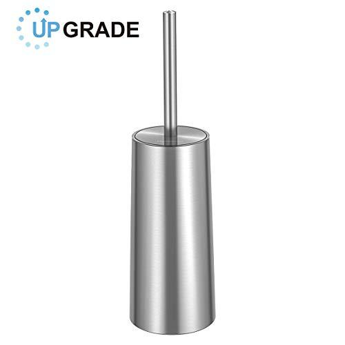 Homemaxs Toilet Brush and Holder,Rust-Resistant and Stainless Steel Round Toilet Bowl Cleaner Brush Set for Bathroom Toilet(Brushed Surface Holder)