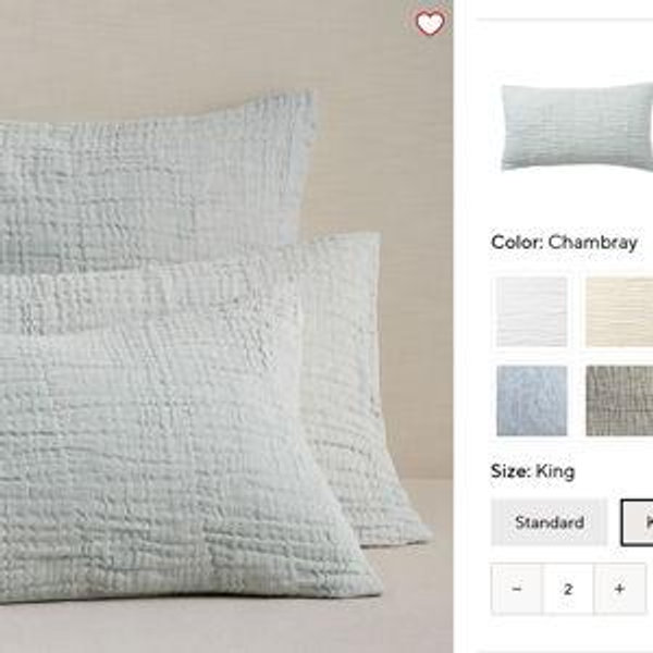 Cloud Sham- King Chambray Color