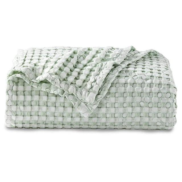 BEDSURE Cooling Bamboo Waffle Twin XL Blanket - Soft, Lightweight and Breathable Twin Blankets for Hot Sleepers, Luxury Cotton Throws for Bed, Couch and Sofa, Green 66x90Inches