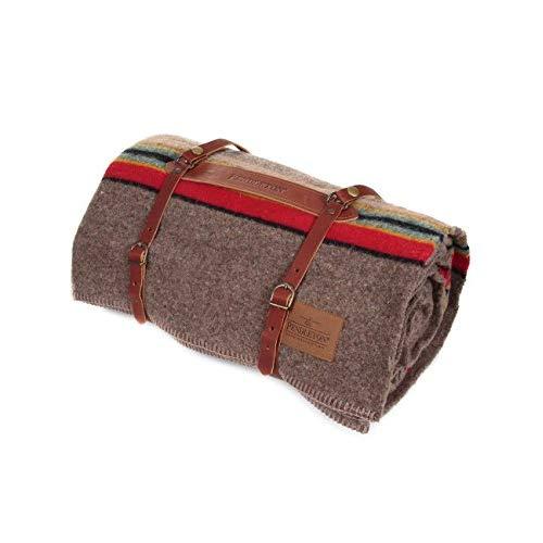 Pendleton Twin Wool Camp Blanket with Leather Carrier - Mineral Umber