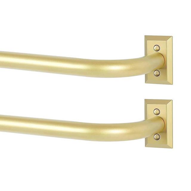 Gold Wrap Around Curtain Rods,2 Pack Gold Curtain Rods for windows 48 to 84 inch(4-7Ft),Adjustable Blackout Curtain Rod,1”Diameter Room Darkening Drapery Rods,Window Curtains Rod 48-90",Brass Gold