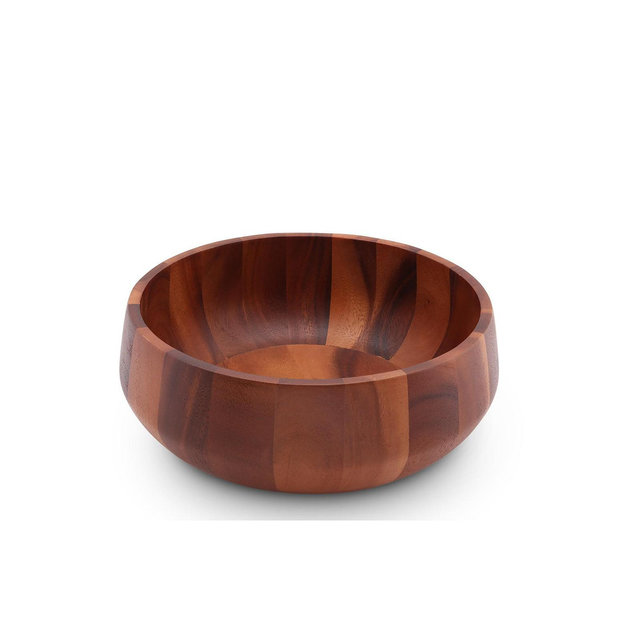 Arthur Court Acacia Wood Serving Bowl for Fruits or Salads Modern Round Shape Style Large Wooden Single Bowl
