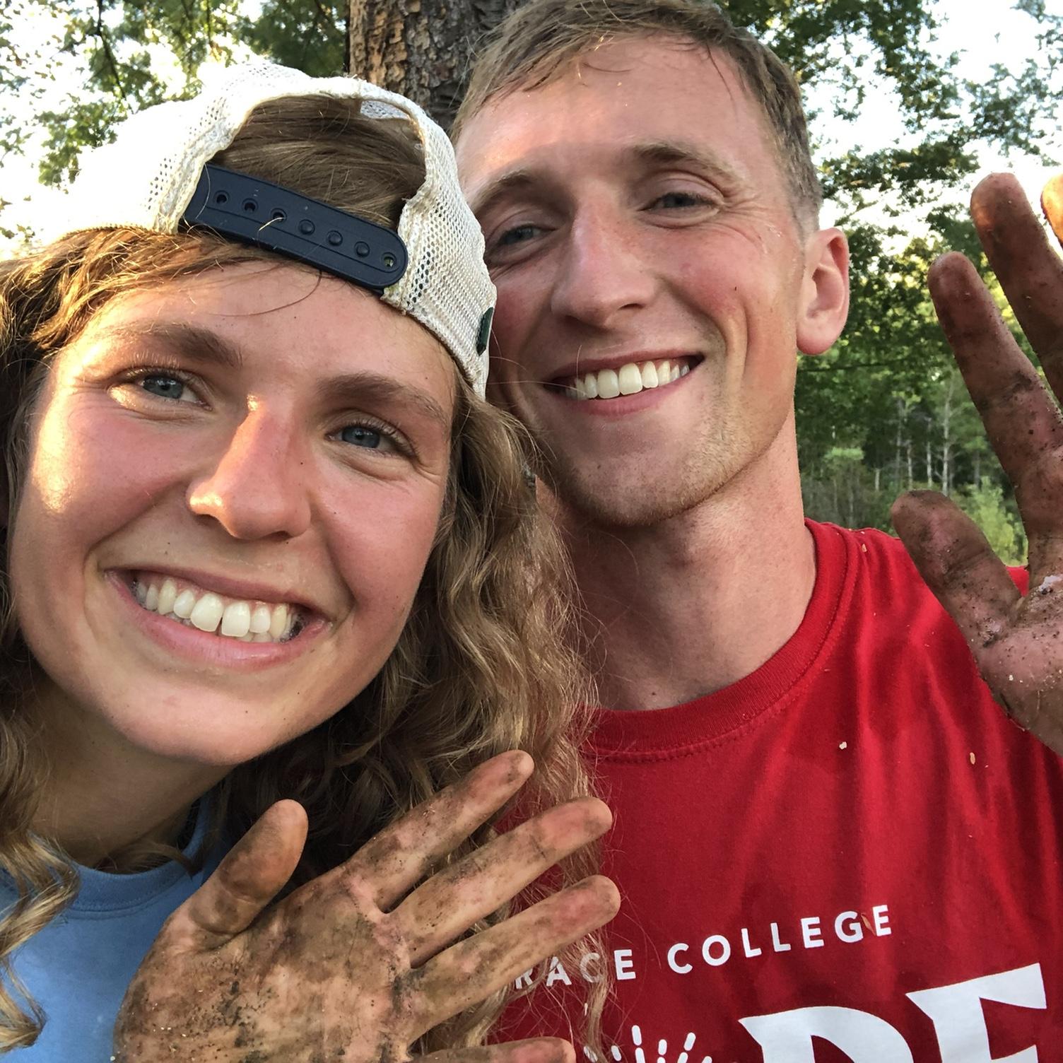 Sappy couple??
(*cutting down pine trees is a sappy mess, be careful*)