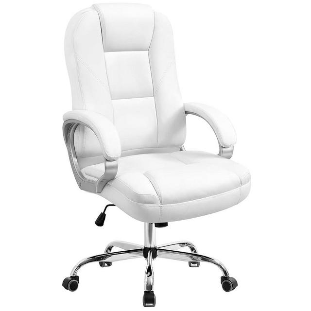 NEO CHAIR Office Chair Computer Desk Gaming Chair Ergonomic Executive High Back with Wheels Comfortable Armrests Lumbar Support Managerial PU Leather (White)