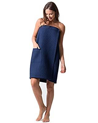 Women Spa/Bath Wrap with Pocket - Soft, Light Adjustable Closure - Quick Dry
