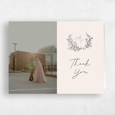 Linen, Beige Wedding Thank You - Marnina Photo