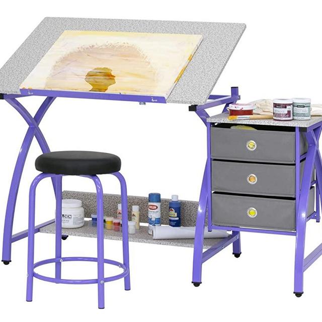 Comet Center with Stool in Purple / Spatter Gray