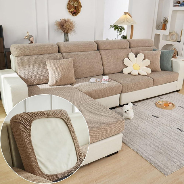 Yoovat Magic Sofa Covers Magic Sofa Couch Covers 2024 New Wear-Resistant Universal Sofa Cover Stretch for Sectional Slipcovers (Texture-Light Coffee,Large Triple Seat Cover)
