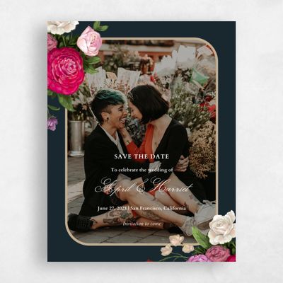 Darkest Teal, Blue Wedding Save the Date - Eleganza Photo