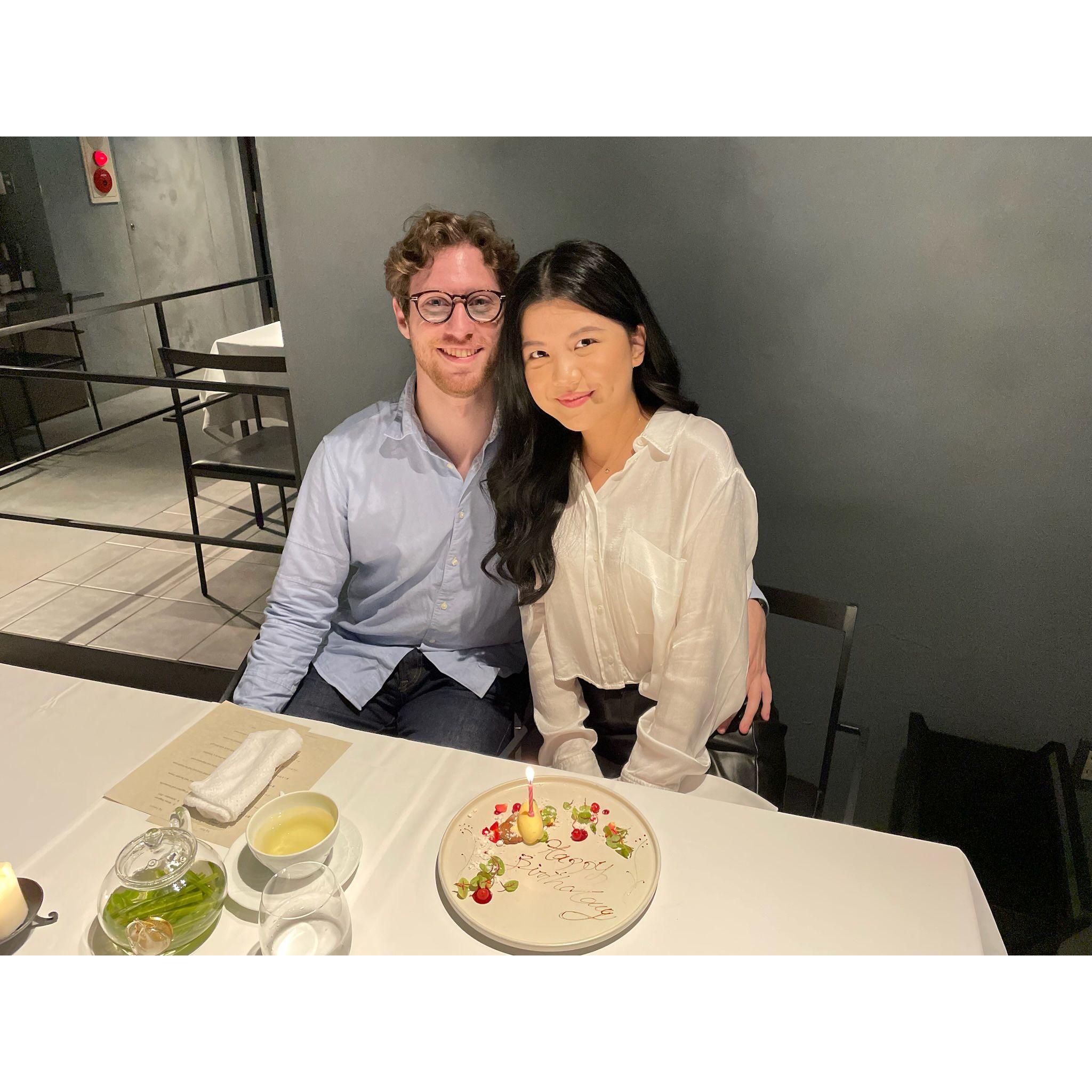 at our birthday restaurant in Tokyo, September 2021