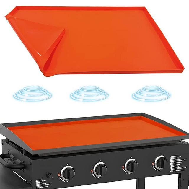 Silicone Griddle Mat for Blackstone 36 Inch, Polished Bottom Surface Grill Cover for Blackstone Protector Outdoor, Heavy Duty Food Grade Silicone Mat, All Season Cooking Protective Cover (Orange)